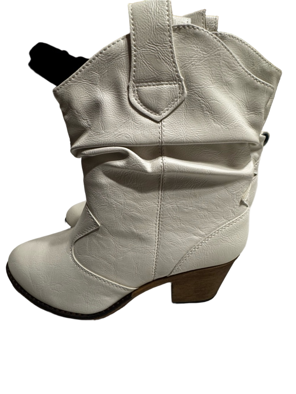 Charles Albert‎ White Faux-Leather Western Ankle Booties - Picture 4 of 8